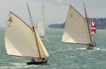 ID 14527 THELMA (A10) built in 1897, and rare in that she was built outside New Zealand but designed by Arch Logan, the gaff-rigged Thelma is seen here catching a good breeze on the Waitemata Harbour, Auckland...